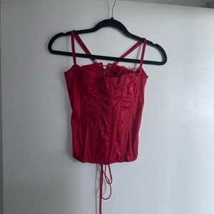 Victorias Secret boned corset with adjustable straps and built in lacy bra